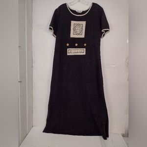 Nina Piccalino Black Maxi Dress with Cream AccentsNina size (M-L)